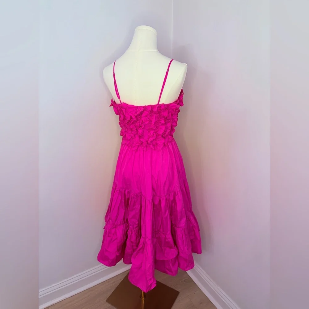 MSGM Fuchsia Ruffled Tiered Midi Dress Size 38 (XS) - Picture 5 of 12